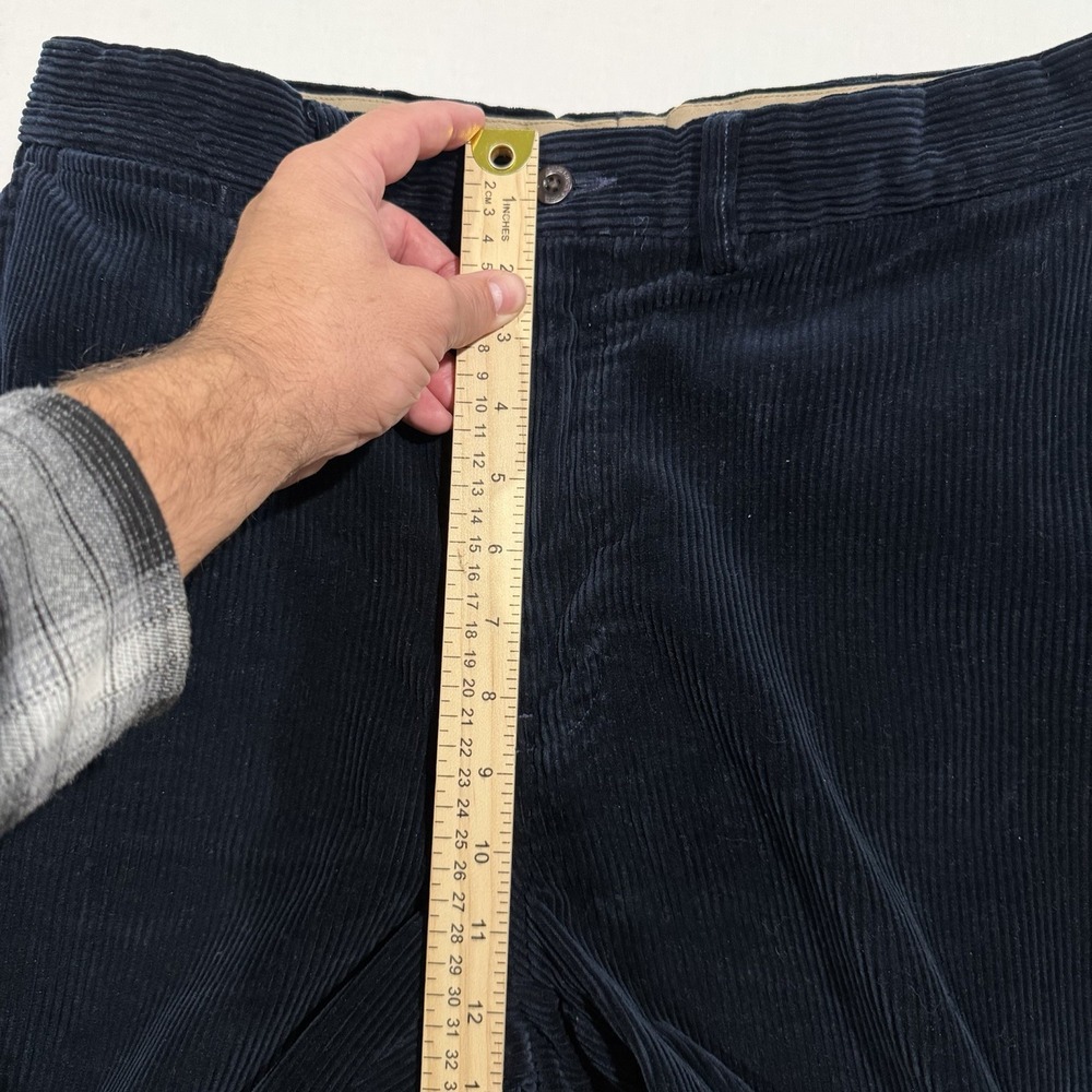 Vintage Y2K Polo Ralph Lauren Navy Corduroy Pants Mens 34x32 Straight Flat Front - Picture 10 of 10